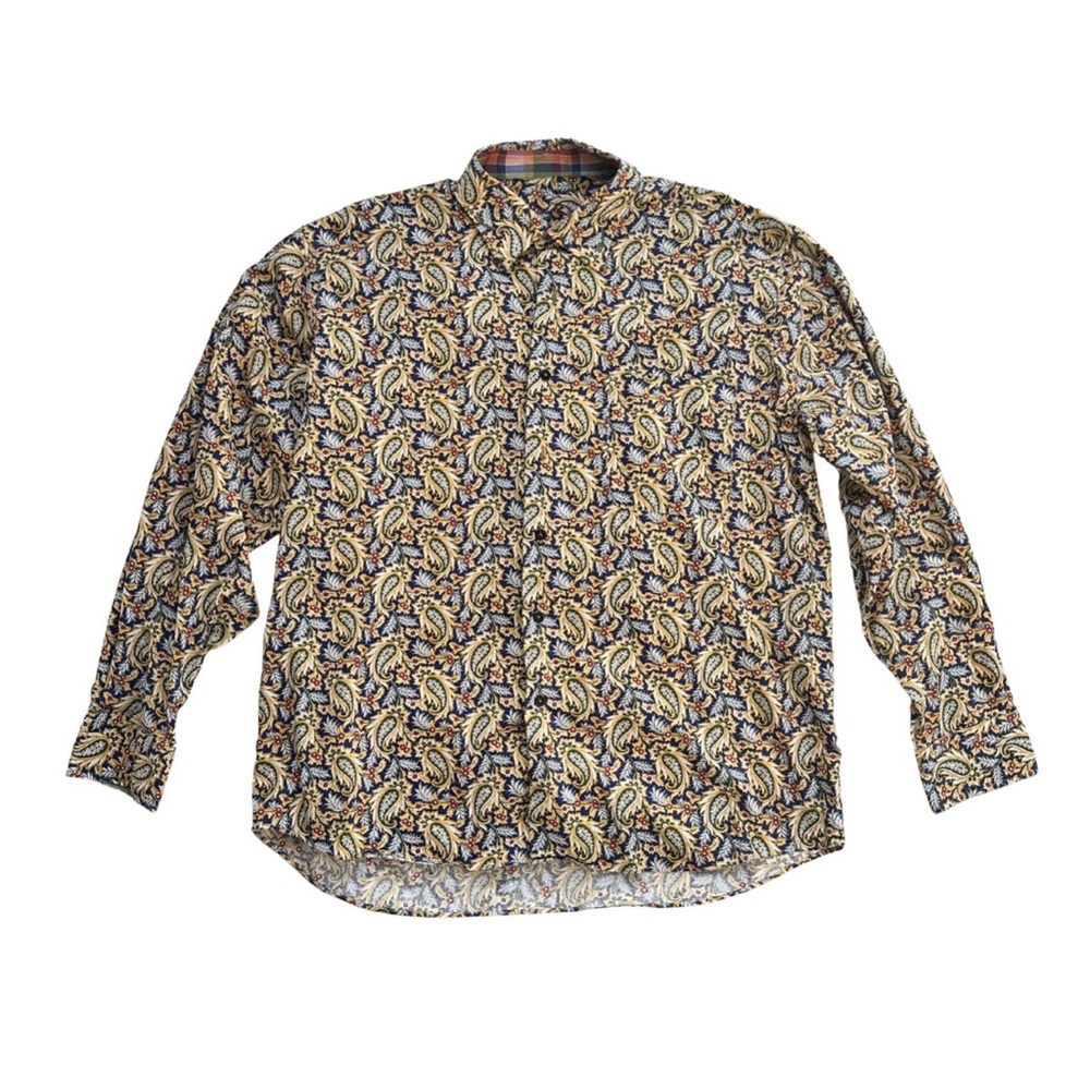 Men’s Alan Flusser casual button-down shirt, size XL, like-NEW